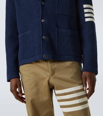 4-Bar linen and cotton-blend cardigan | Thom Browne