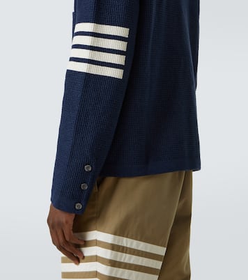 4-Bar linen and cotton-blend cardigan | Thom Browne