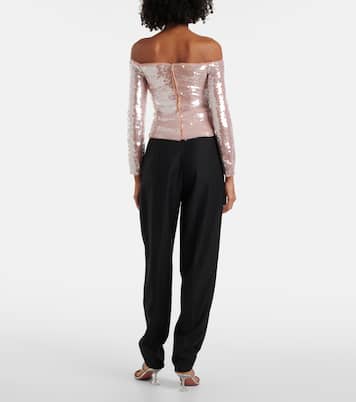 Off-Shoulder-Top mit Pailletten | Self-Portrait