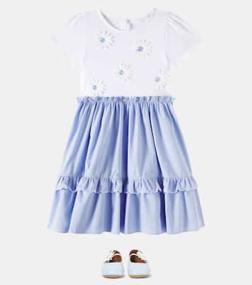 Floral-appliqué cotton-blend dress | Patachou
