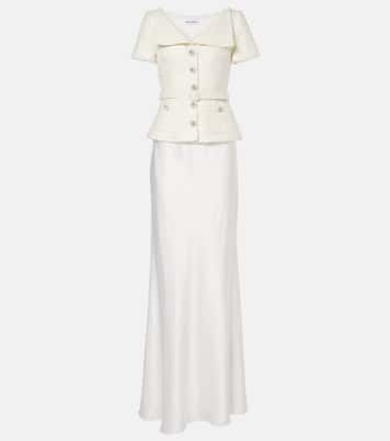 Bridal Maxikleid aus Satin und Bouclé | Self-Portrait