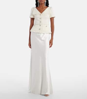 Bridal Maxikleid aus Satin und Bouclé | Self-Portrait