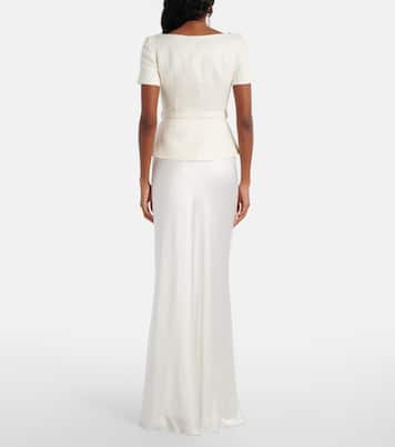 Bridal Maxikleid aus Satin und Bouclé | Self-Portrait