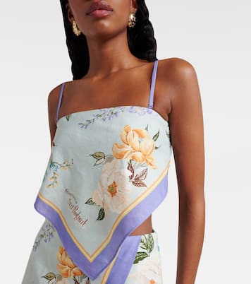 Cropped-Top aus Leinen und Baumwolle | Self-Portrait