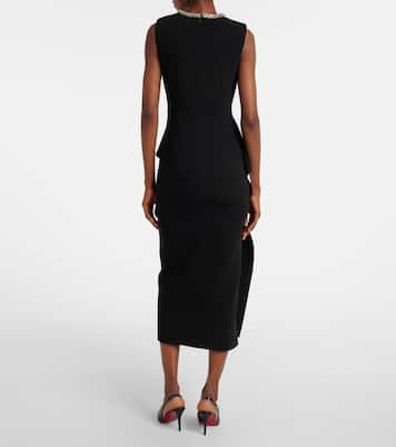 Embellished peplum satin crêpe midi dress | Roland Mouret
