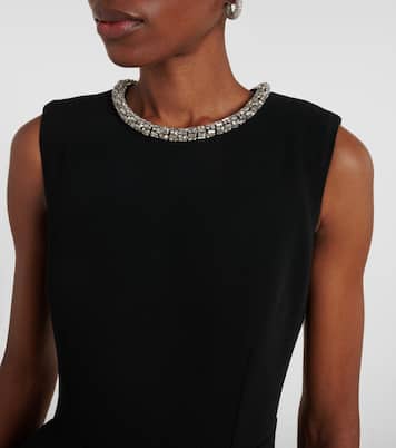 Embellished peplum satin crêpe midi dress | Roland Mouret