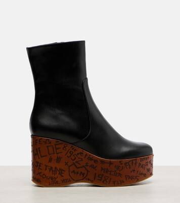 Maxime leather wedge ankle boots | Chloé