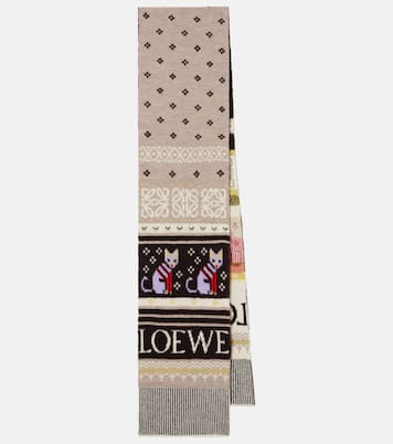 x Louis Wain Fair Isle wool-blend scarf | Loewe