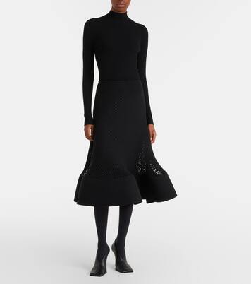 Open-knit wool-blend midi skirt | Alaïa