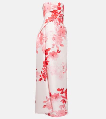 Robe longue en satin à fleurs | Monique Lhuillier
