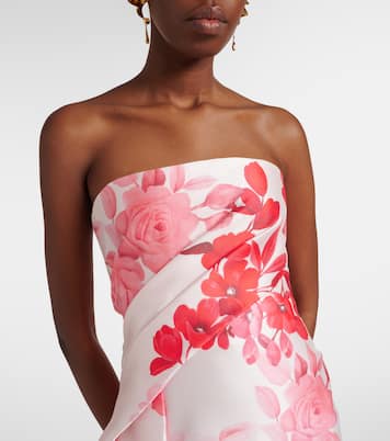 Robe longue en satin à fleurs | Monique Lhuillier