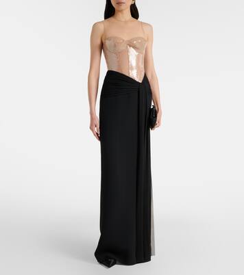 Sequined paneled bustier gown | David Koma