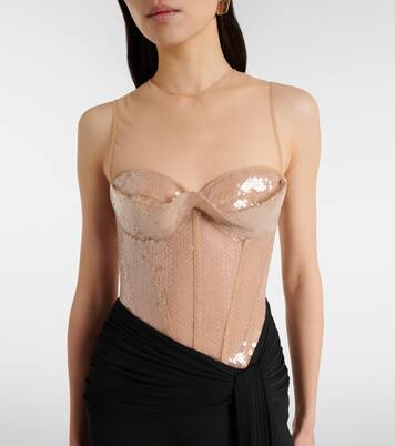 Sequined paneled bustier gown | David Koma