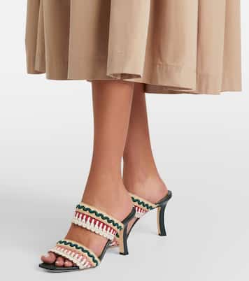 Mabeco 90 leather-trimmed knitted mules | Manolo Blahnik