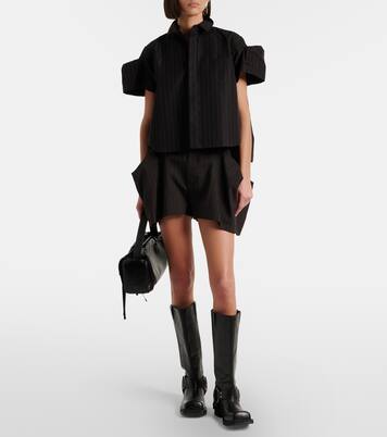 Pinstripe cotton-blend top | Sacai