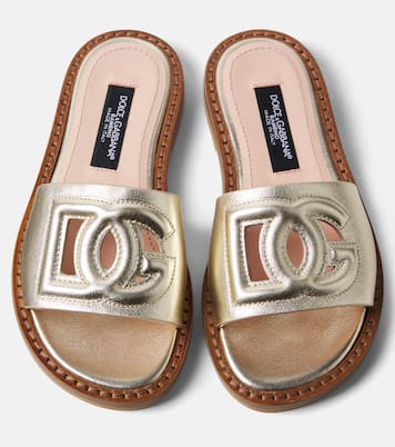 DG metallic leather slides | Dolce&Gabbana Kids