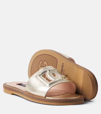 DG metallic leather slides | Dolce&Gabbana Kids
