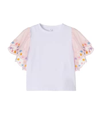 Top in cotone con ricami in tulle | Stella McCartney Kids
