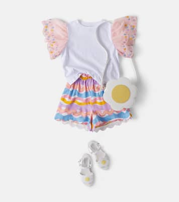 Top in cotone con ricami in tulle | Stella McCartney Kids