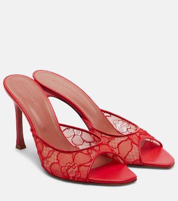 Mules Alexa in pizzo con pelle | Amina Muaddi