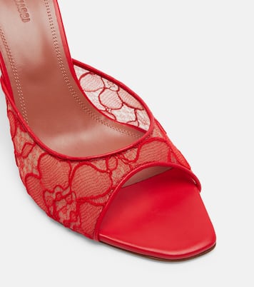Mules Alexa in pizzo con pelle | Amina Muaddi