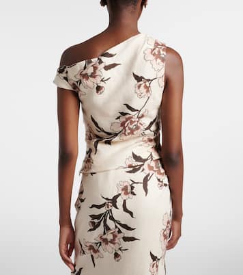 Floral asymmetric linen top | SIR