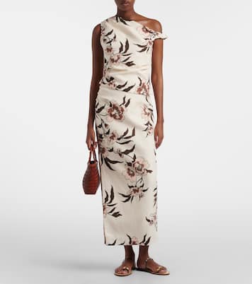 Floral asymmetric linen top | SIR