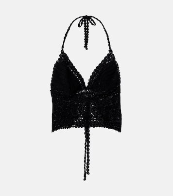 Filigree crochet halterneck cotton top | Anna Kosturova