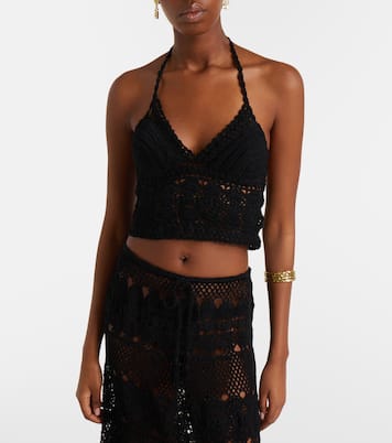 Filigree crochet halterneck cotton top | Anna Kosturova