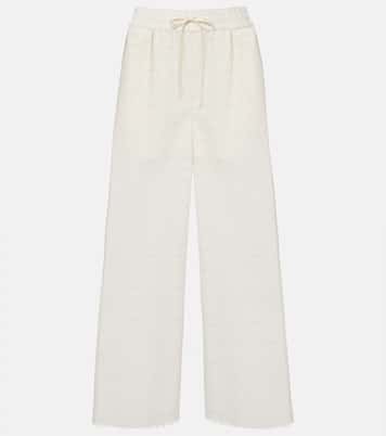 Broderie anglaise cotton wide-leg pants | Valentino
