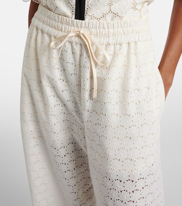 Broderie anglaise cotton wide-leg pants | Valentino