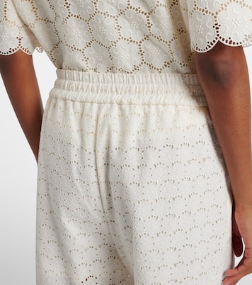 Broderie anglaise cotton wide-leg pants | Valentino