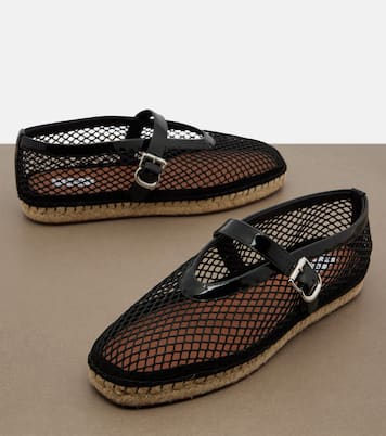 Fishnet leather-trimmed espadrilles | Alaïa