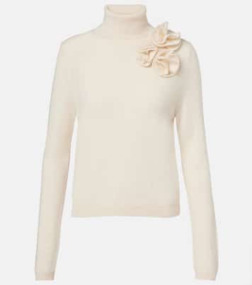 Pullover aus Wolle und Kaschmir mit floraler Applikation | Jardin des Orangers