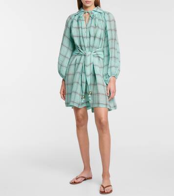 Robe Poet en lin mélangé à carreaux | Lisa Marie Fernandez