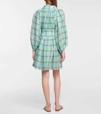 Robe Poet en lin mélangé à carreaux | Lisa Marie Fernandez