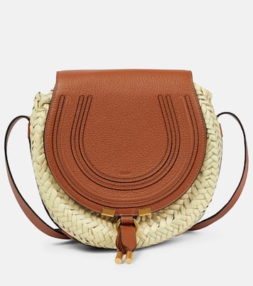 Marcie leather-trimmed raffia shoulder bag | Chloé
