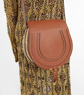 Marcie leather-trimmed raffia shoulder bag | Chloé