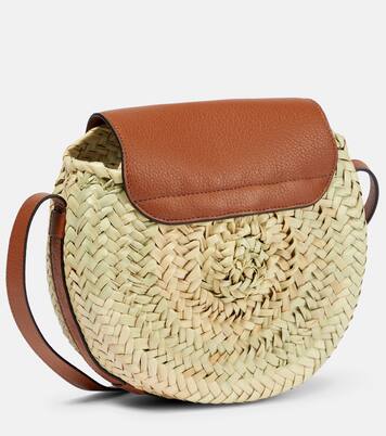 Marcie leather-trimmed raffia shoulder bag | Chloé