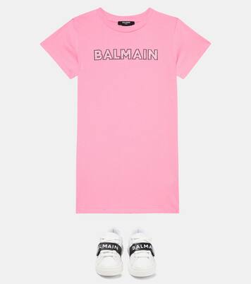 Logo cotton jersey dress | Balmain Kids