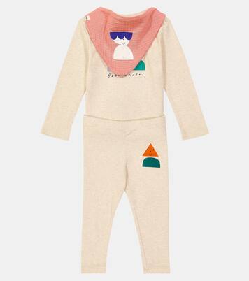 Baby Funny Friends cotton-blend bodysuit, leggings, and scarves set | Bobo Choses