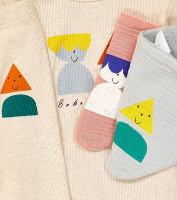 Baby Funny Friends cotton-blend bodysuit, leggings, and scarves set | Bobo Choses