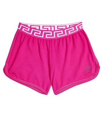 Greca cotton-blend jersey shorts | Versace Kids