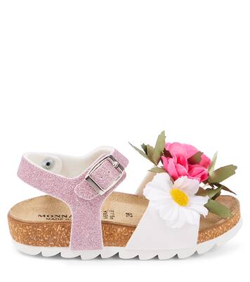 Floral-appliqué sandals | Monnalisa