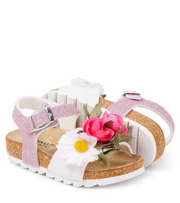 Floral-appliqué sandals | Monnalisa