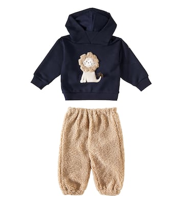 Baby cotton hoodie and faux fur pants set | Il Gufo