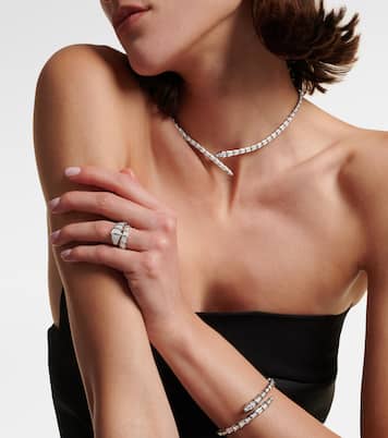 Serpenti Viper 18kt white gold ring with diamonds | Bvlgari