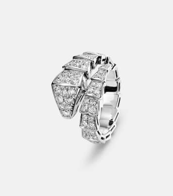 Serpenti Viper 18kt white gold ring with diamonds | Bvlgari