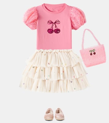 Top in jersey e tulle con paillettes | Konges Sløjd