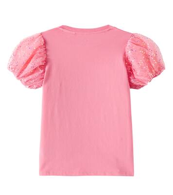 Top in jersey e tulle con paillettes | Konges Sløjd